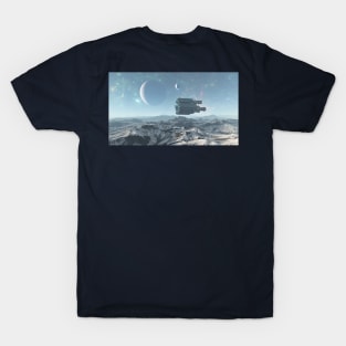 A Spaceship in the alien planet mountains T-Shirt